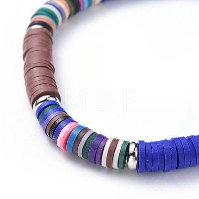 Polymer Clay Heishi Beads Beads Stretch Bracelets BJEW-JB04450-01-1
