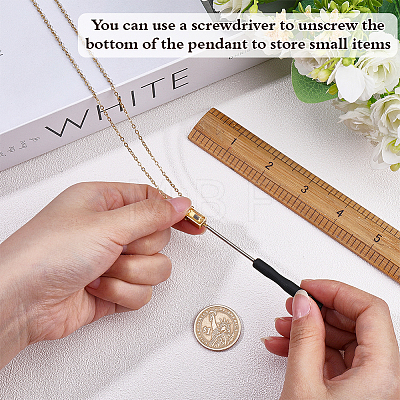 304 Stainless Steel with Clear Glass Rectangle Pendant Urn Ashes Necklaces for Women Men NJEW-WH0013-83G-1