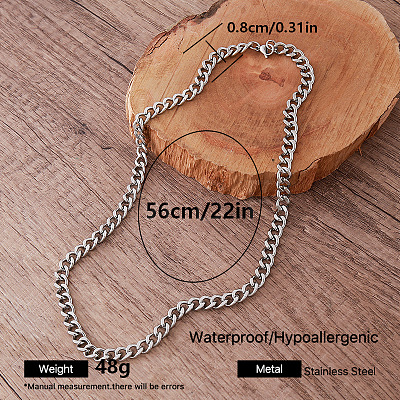 Vintage Style 8MM 304 Stainless Steel Cuban Link Chain Necklaces for Women ZQ6132-5-1