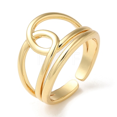 Rack Plating Brass Open Cuff Rings for Women RJEW-M162-27G-1