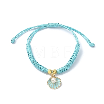 Shell Shape Alloy Enamel Pendant Bracelets with ABS Plastic Imitation Pearl BJEW-JB09882-02-1