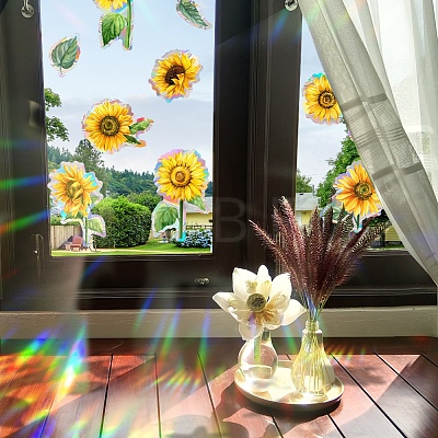 Flower Rainbow Prism Electrostatic Window Stickers PW-WG7FA2F-01-1