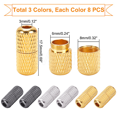 24 Sets 3 Colors Brass Capsule Lace Lock Buckles KK-PH0001-68-1