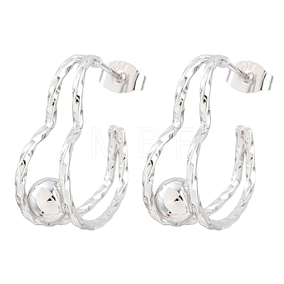 304 Stainless Steel Textured Wavy Wire Heart Shape Stud Earrings for Women SA-CBAB549-06P-1