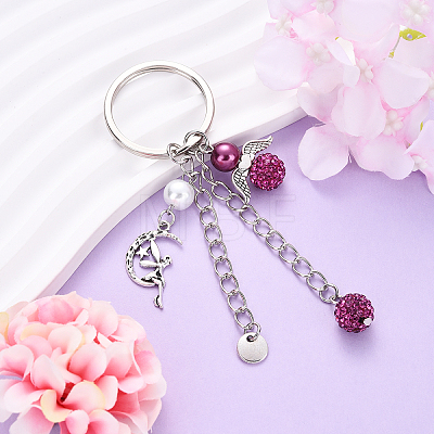 Glass Pearl & Alloy Keychian KEYC-YW00155-06-1