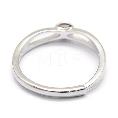 Adjustable Rhodium Plated 925 Sterling Silver Ring Components STER-I016-016P-1