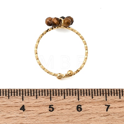 Adjustable 304 Stainless Steel Natural Tiger Eye Cuff Open Rings RJEW-P187-01G-02-1