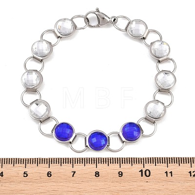 304 Stainless Steel and Glass Link Chain Bracelets for Women GL-T001-02A-1