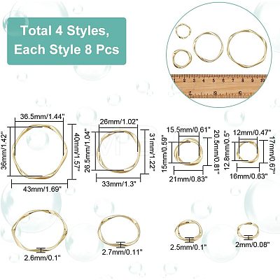 32Pcs 4 Style Alloy Linking Rings FIND-CA0006-01-1