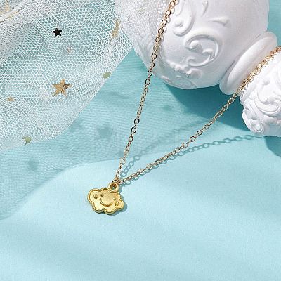 Cloud Face Alloy with Brass Pendant Necklaces NJEW-JN04907-1