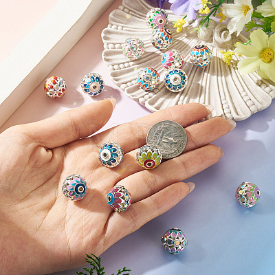 15Pcs Brass Enamel Beads KK-TA0009-20P-1