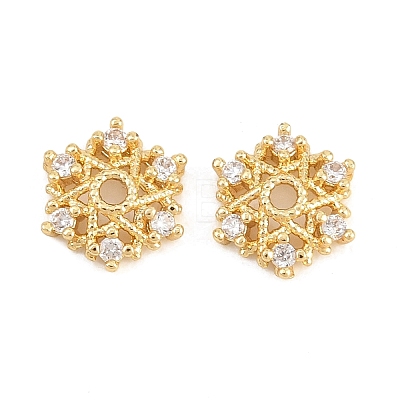 Christmas Brass Clear Cubic Zirconia Beads KK-B186-12G-1