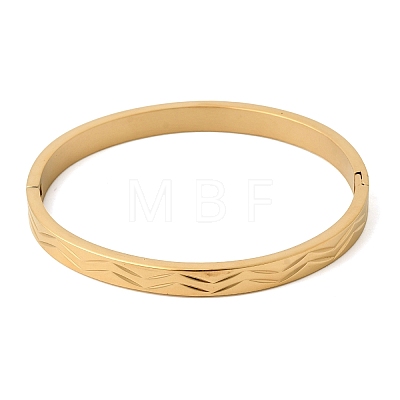 Chevron Engraved 304 Stainless Steel Hinged Bangles BJEW-D408-28G-1
