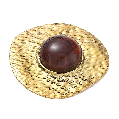 Hammered 304 Stainless Steel & Resin Pendants SA-CBAF3AB-06G-1
