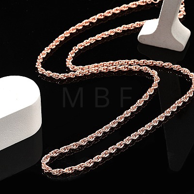 3mm Brass Rope Chain Necklaces for Men Women NJEW-G160-10RG-1