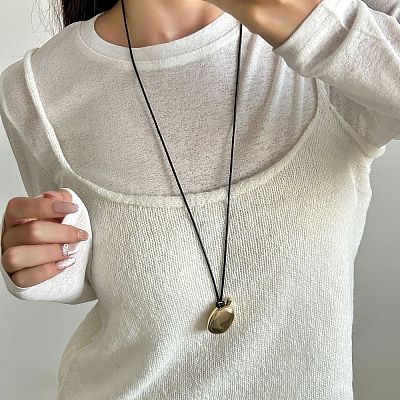 Alloy Wine Pot Shaped Pendant Black Waxed Cord Adjustable Long Necklaces for Women WGDA634-01-1