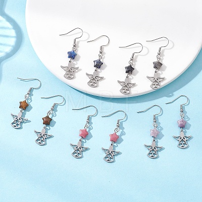 Angel with Star 304 Stainless Steel Dangle Earrings EJEW-JE06792-1