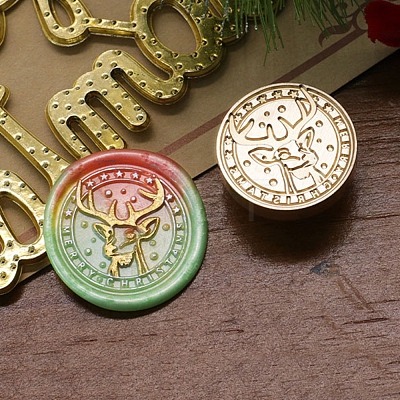 Christmas Series Wax Seal Brass Stamp Head LS-AJEW-M037-01G-24-1