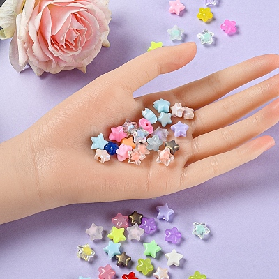 300Pcs 6 Style Transparent & Opaque & Spray Painted Acrylic Beads TACR-YW0001-46-1