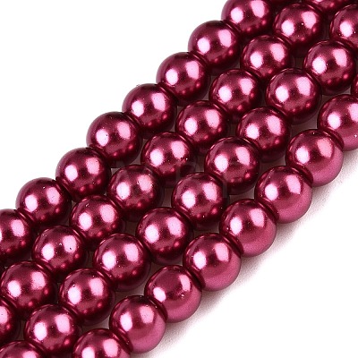 Baking Painted Pearlized Glass Pearl Round Bead Strands HY-Q330-8mm-14-1