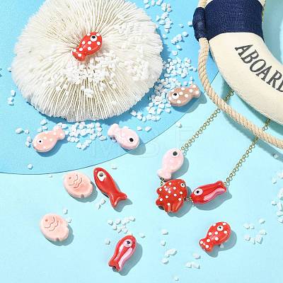 12Pcs 8 Styles Handmade Porcelain Beads PORC-FS0001-61-1