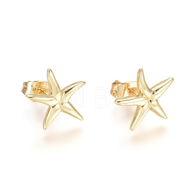 Brass Ear Studs EJEW-G273-01G-1