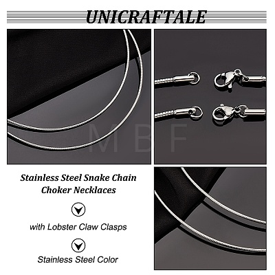 Casual Style 304 Stainless Steel Snake Chain Choker Necklaces STAS-O037-05-1