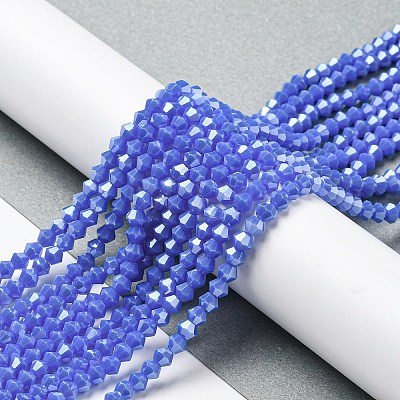 Opaque Solid Color Electroplate Glass Beads Strands LS-EGLA-A039-P4mm-A11-1