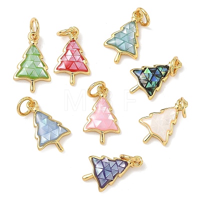 Christmas Brass Enamel Pendants KK-H534-08G-1