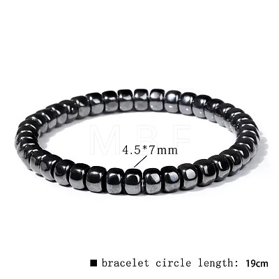 Synthetic Non-magnetic Hematite Beads Stretch Bracelets for Men RL7655-7-1