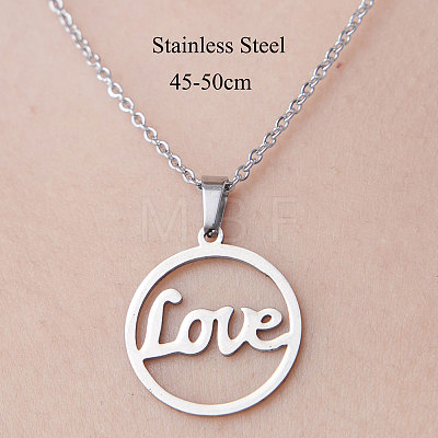 201 Stainless Steel Word Love Pendant Necklace NJEW-OY001-44-1