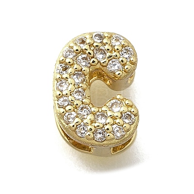 Brass Micro Pave Cubic Zirconia Letter Pendants KK-D295-32G-03-1