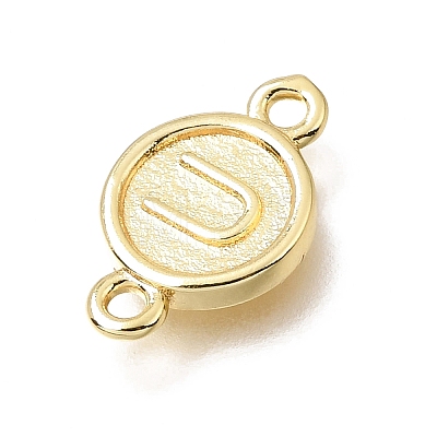 Brass Disc with Initial Links Connector Charms KK-E802-36G-U-1