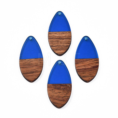 Transparent Resin & Walnut Wood Pendants RESI-N025-032-C03-1