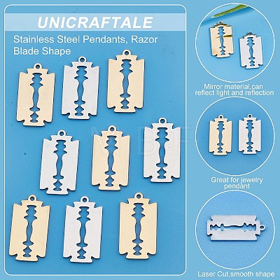 Unicraftale 12Pcs 2 Colors 201 Stainless Steel Pendants STAS-UN0034-34-1