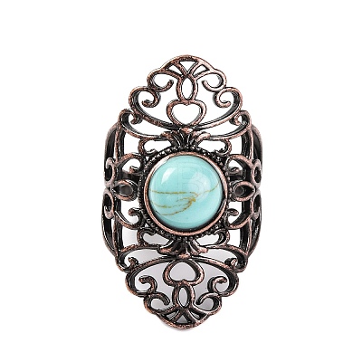 Synthetic Turquoise Retro Finger Rings RJEW-B067-02R-20-1