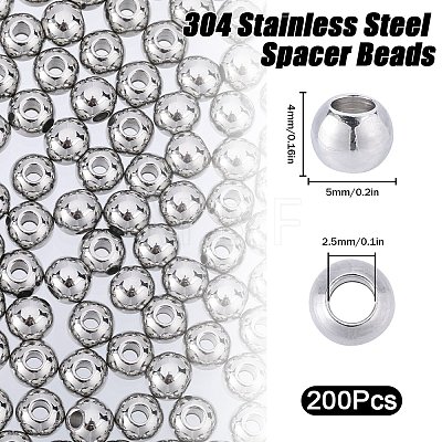 SUNNYCLUE 304 Stainless Steel Spacer Beads STAS-SC0006-87C-1