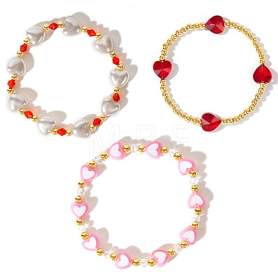 3Pcs 3 Styles Bohemian Styles Heart Theme Bracelets Set PJ3086-3-1