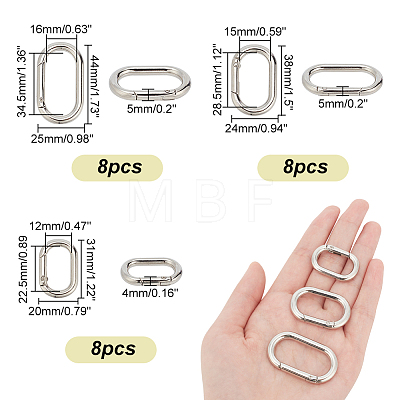   24Pcs 3 Styles Zinc Alloy Spring Gate Rings FIND-PH0007-91-1