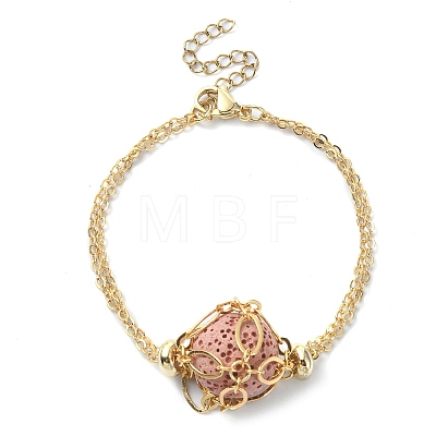 Brass Braided Macrame Rhombus Pouch Empty Stone Holder Bracelet Making BJEW-JB09904-01-1