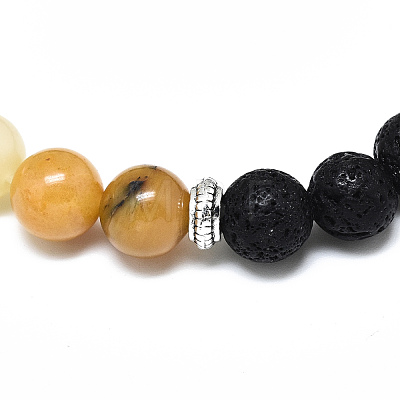 Natural Topaz Jade Beads Stretch Bracelets BJEW-R309-02-A04-1