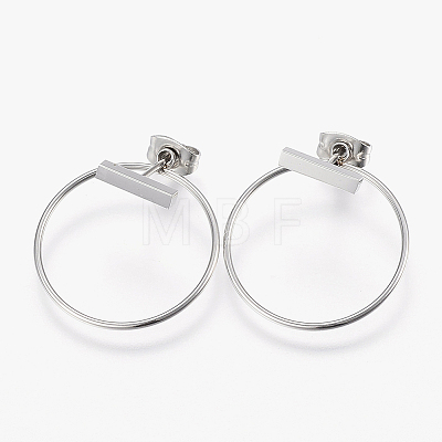 304 Stainless Steel Stud Earrings EJEW-I211-14P-1