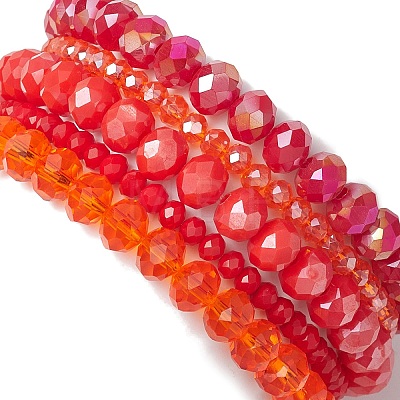 5Pcs 5 Styles Faceted Round Glass Beaded Stretch Bracelet Sets BJEW-JB10423-02-1