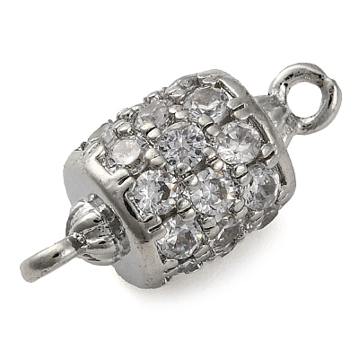 Brass Micro Pave Clear Cubic Zirconia Hollow Column Connector Charms KK-A230-05F-P-1