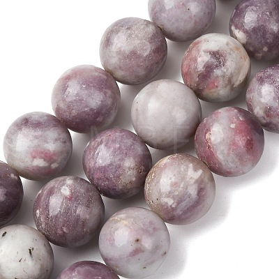 Natural Lepidolite/Purple Mica Stone Beads Strands G-A310-A01-16mm-1