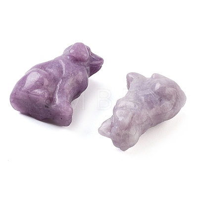 Natural Lepidolite/Purple Mica Stone Carved Dog Figurines DJEW-L023-A08-1