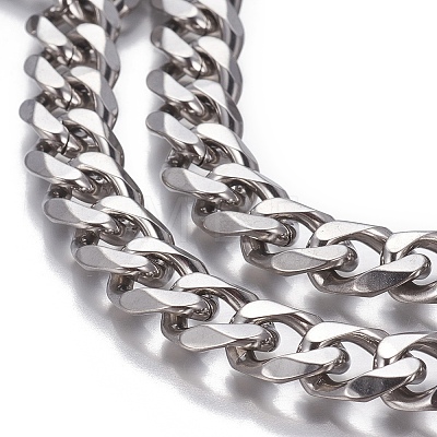 201 Stainless Steel Cuban Link Chains CHS-P007-04P-02B-1