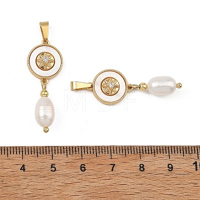 Natural Cultured Freshwater Pearl Rice Tassel Pendants PALLOY-JF05741-01-1