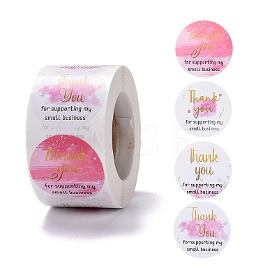 Flat Round Paper Thank You Stickers DIY-C042-06-1