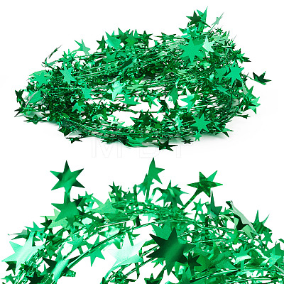 PVC Sparkly Star Metallic Garland with Iron Wire AJEW-TAC0034-08A-1